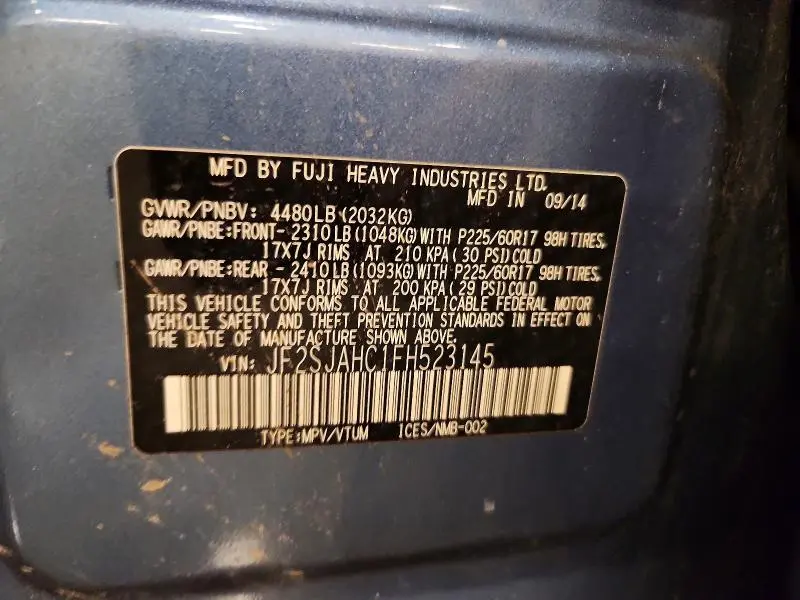 2015 SUBARU FORESTER 2.5I LIMITED  