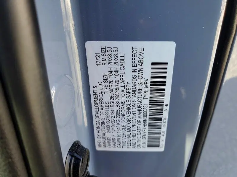 2022 HONDA PASSPORT EXL  