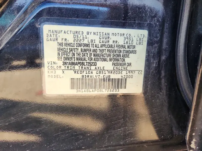 2011 NISSAN SENTRA 2.0  