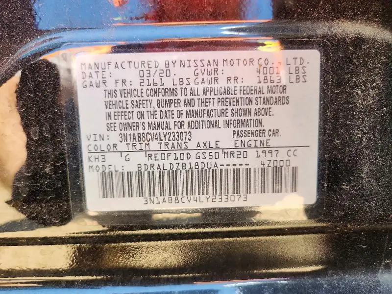 2020 NISSAN SENTRA SV  