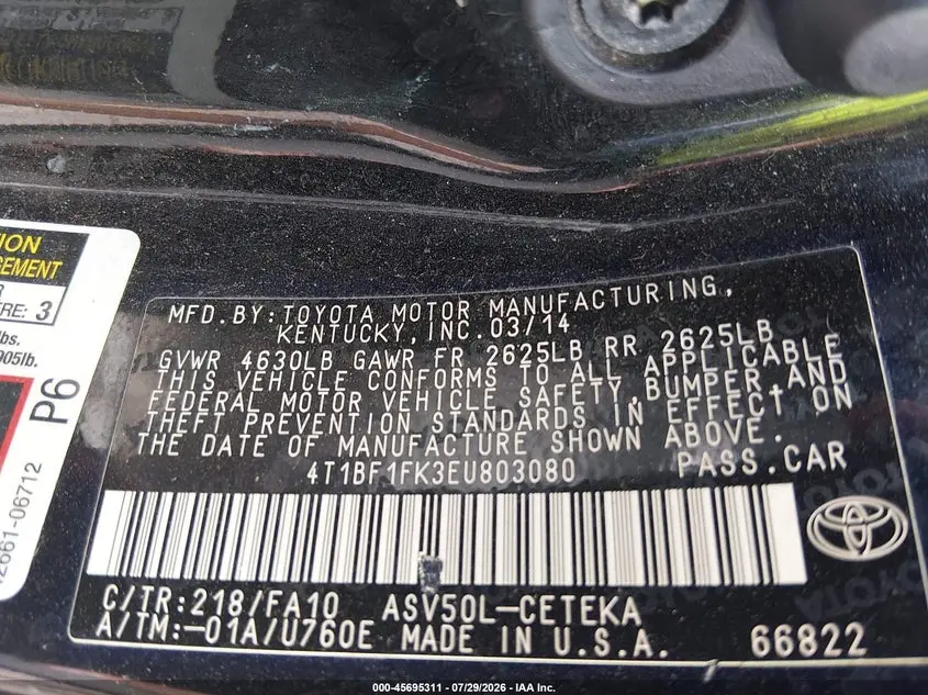 2014 TOYOTA CAMRY L