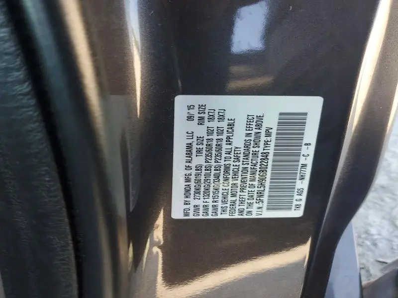 2016 HONDA ODYSSEY TOURING  