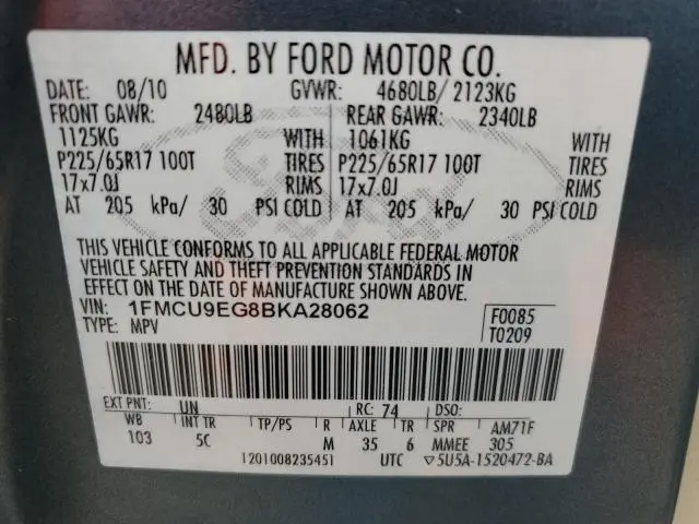 2011 FORD ESCAPE LIMITED  