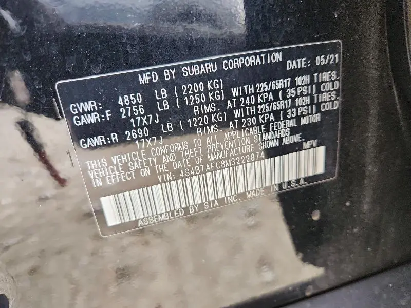 2021 SUBARU OUTBACK PREMIUM  