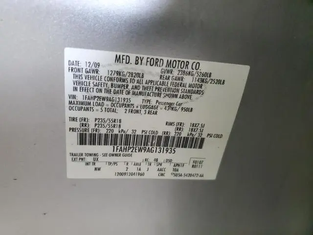 2010 FORD TAURUS SEL  