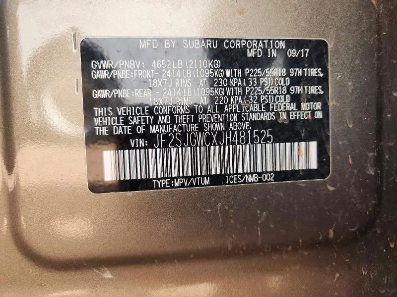 2018 SUBARU FORESTER 2.0XT TOURING  