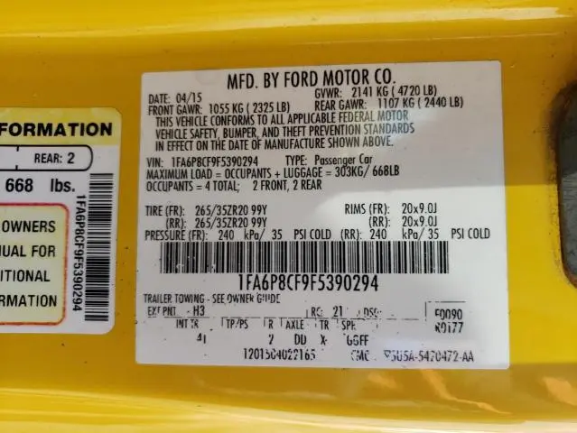 2015 FORD MUSTANG GT