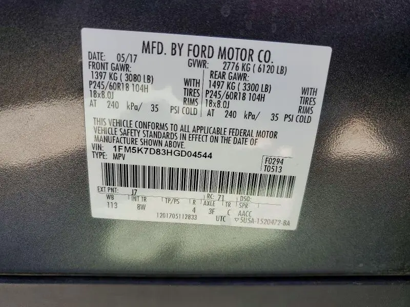 2017 FORD EXPLORER XLT  