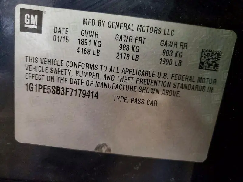 2015 CHEVROLET CRUZE LT  