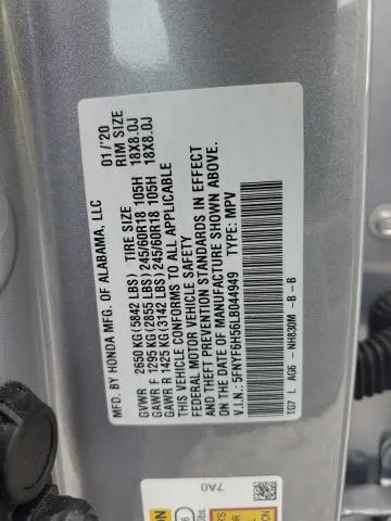 2020 HONDA PILOT EXL  