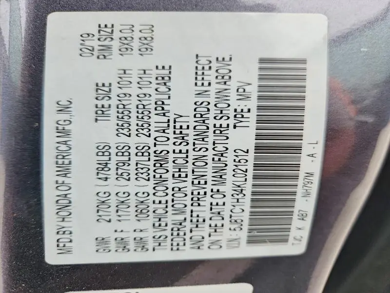 2019 ACURA RDX   