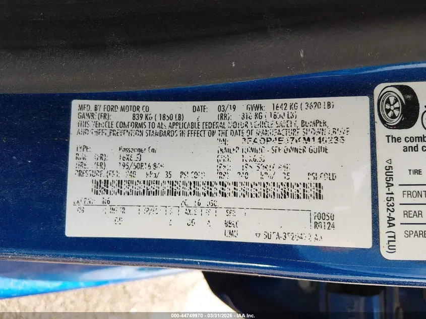 2019 FORD FIESTA SE