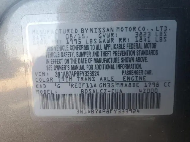 2015 NISSAN SENTRA S  