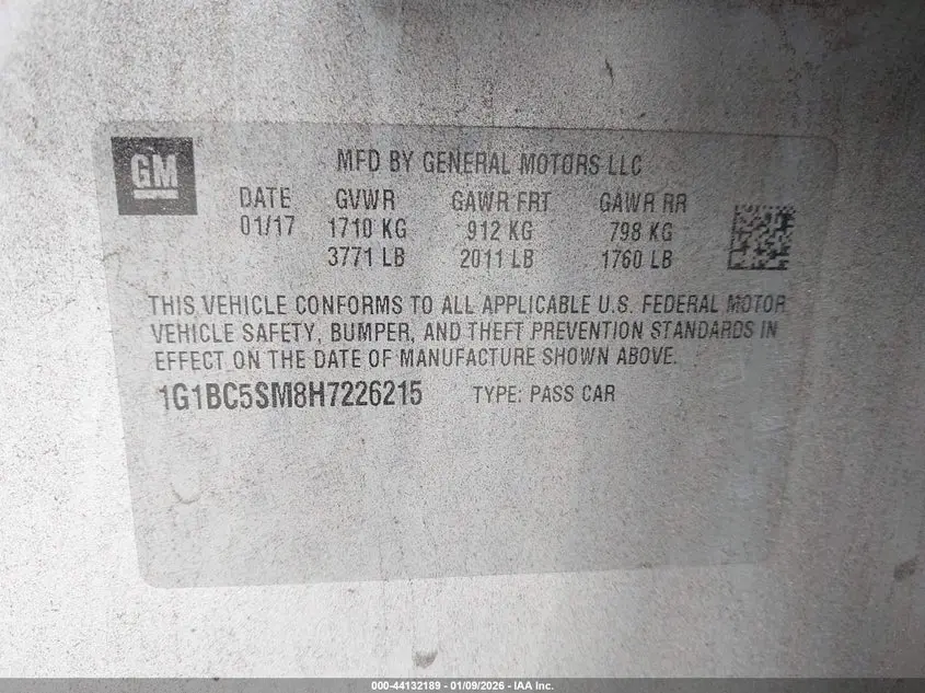 2017 CHEVROLET CRUZE LS AUTO