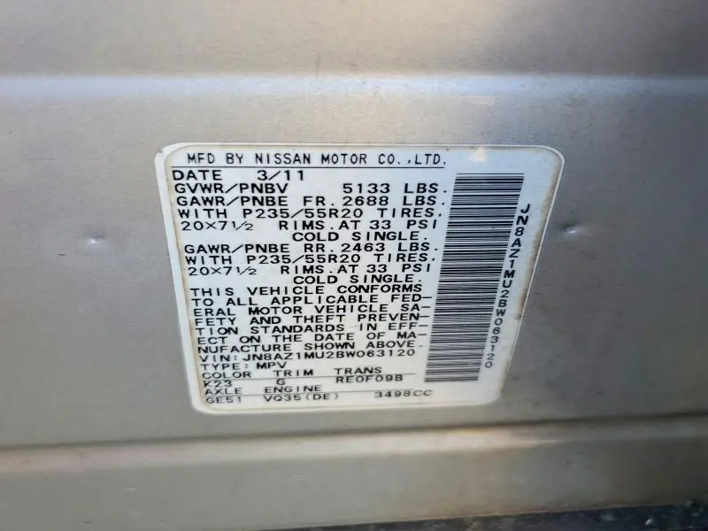 2011 NISSAN MURANO S  
