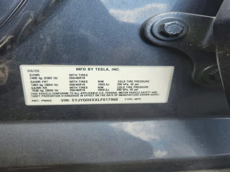 2020 TESLA MODEL Y   