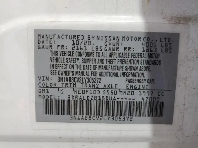 2020 NISSAN SENTRA SV  