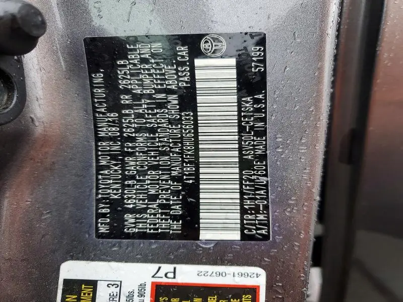 2017 TOYOTA CAMRY SE  