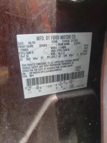 2010 FORD EDGE LIMITED  