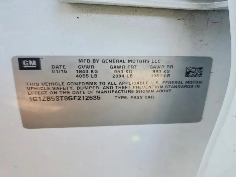 2016 CHEVROLET MALIBU LS  