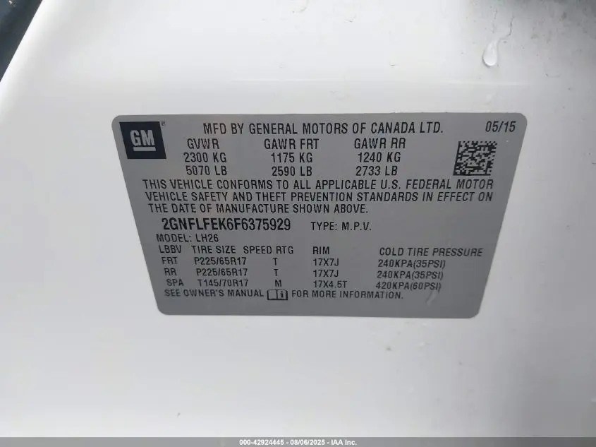 2015 CHEVROLET EQUINOX 1LT