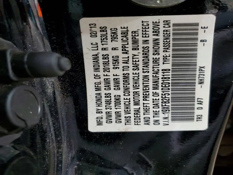 2013 HONDA CIVIC LX  