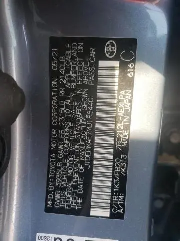 2021 TOYOTA COROLLA LE  