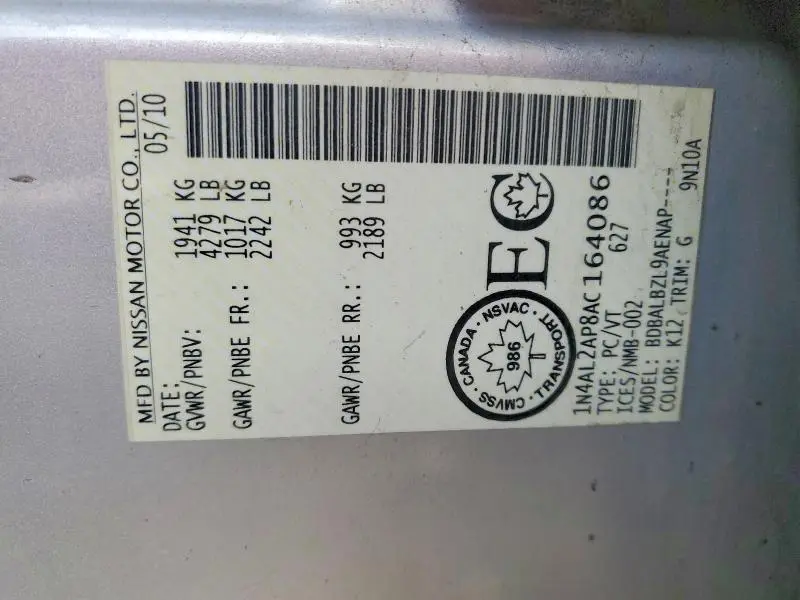 2010 NISSAN ALTIMA 2.5  