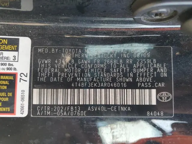 2010 TOYOTA CAMRY BASE  