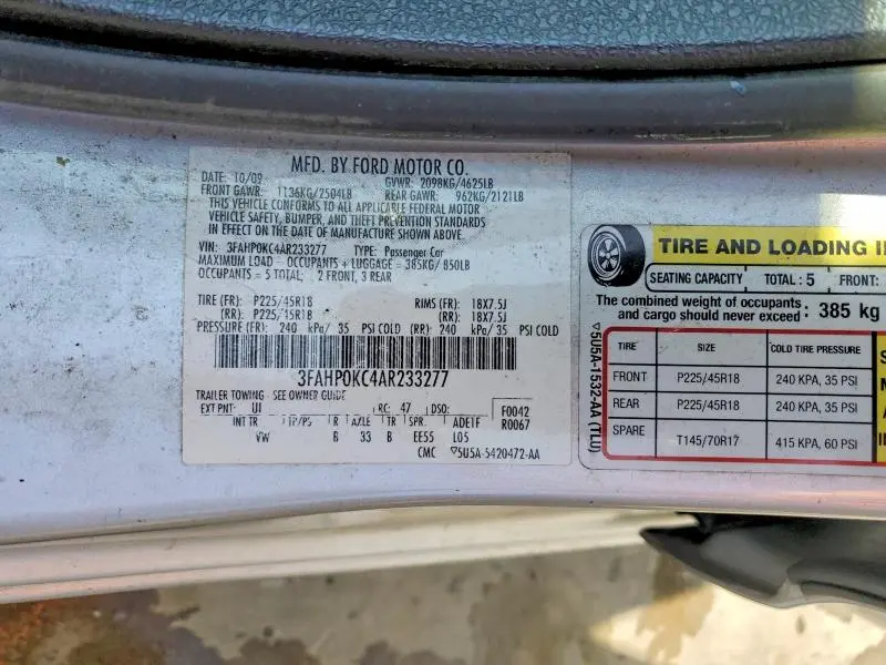 2010 FORD FUSION SPORT  