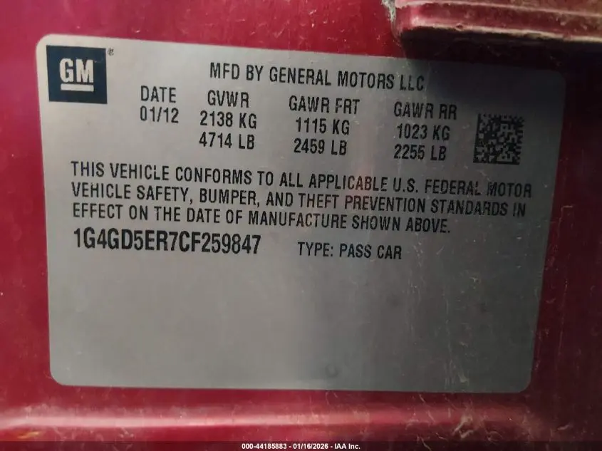 2012 BUICK LACROSSE PREMIUM 1 GROUP