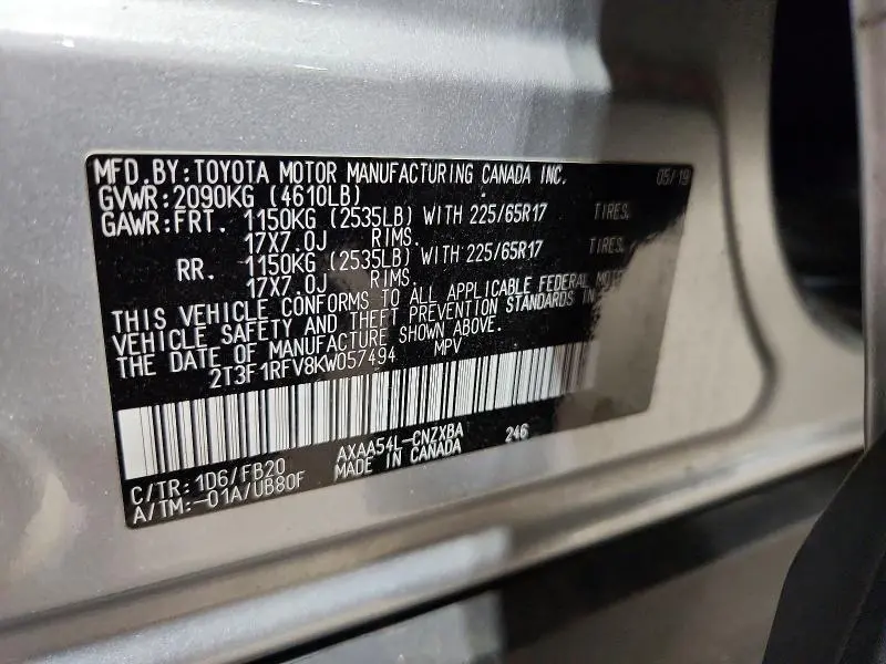 2019 TOYOTA RAV4 LE  