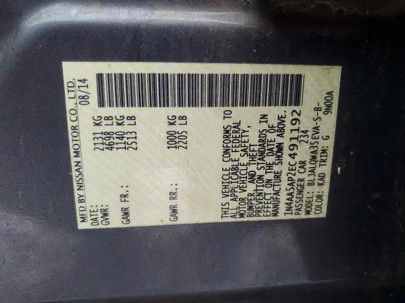 2014 NISSAN MAXIMA 3.5 S  