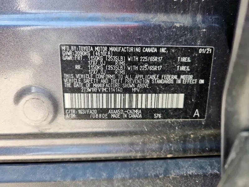 2021 TOYOTA RAV4 XLE  