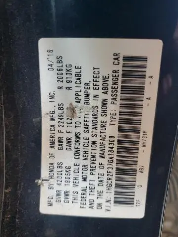 2016 HONDA ACCORD LX  