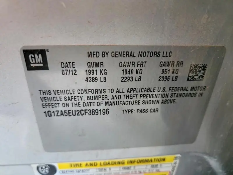 2012 CHEVROLET MALIBU LS  