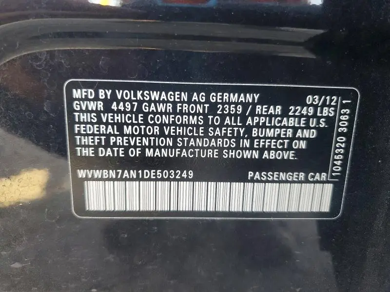 2013 VOLKSWAGEN CC SPORT  