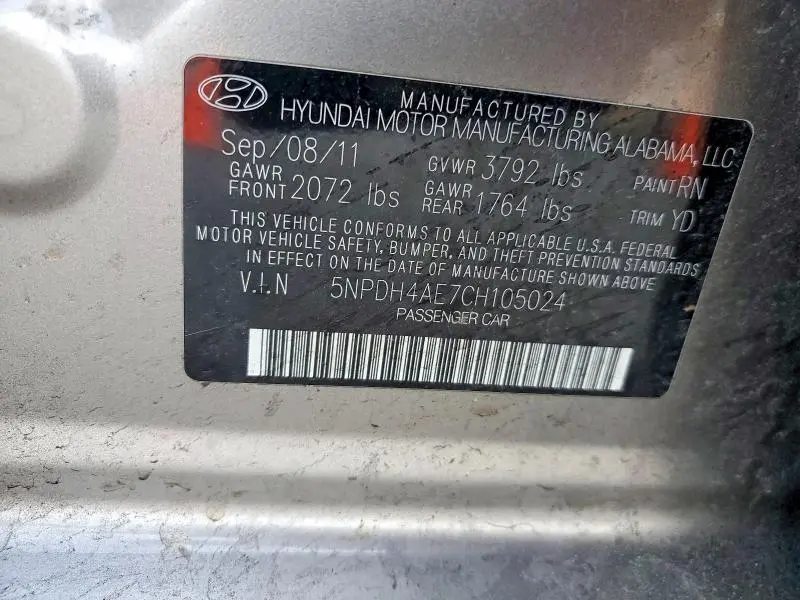 2012 HYUNDAI ELANTRA LIMITED  