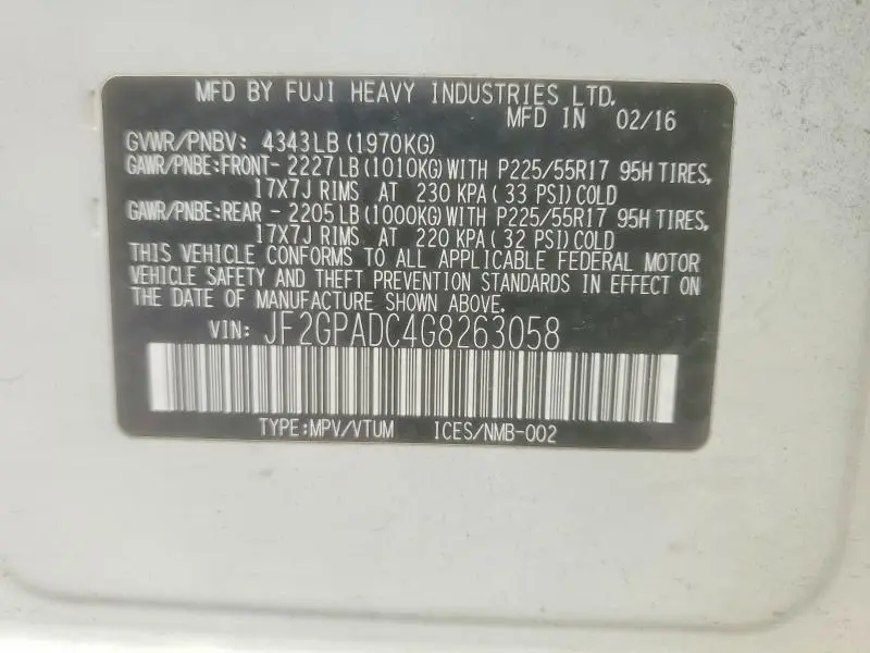 2016 SUBARU CROSSTREK PREMIUM  