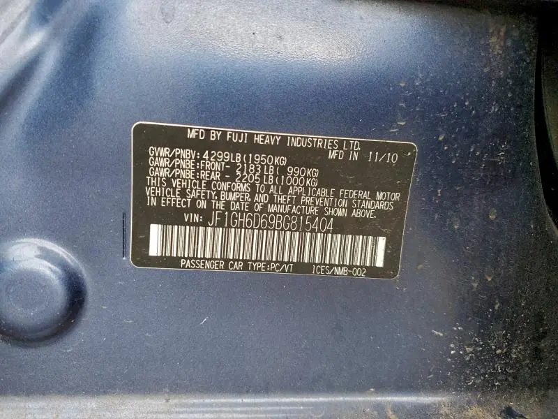 2011 SUBARU IMPREZA OUTBACK SPORT  