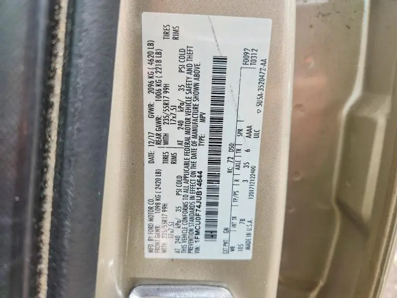 2018 FORD ESCAPE S  