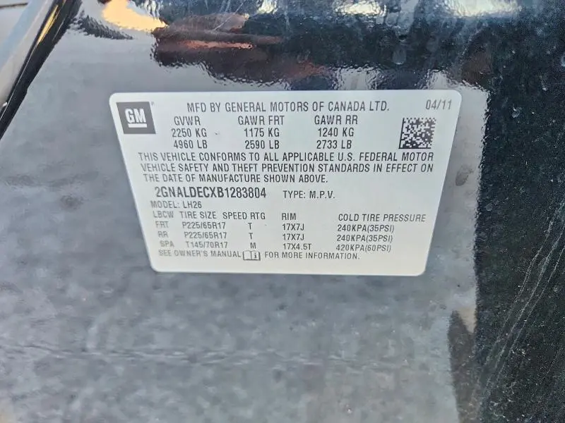 2011 CHEVROLET EQUINOX LT  