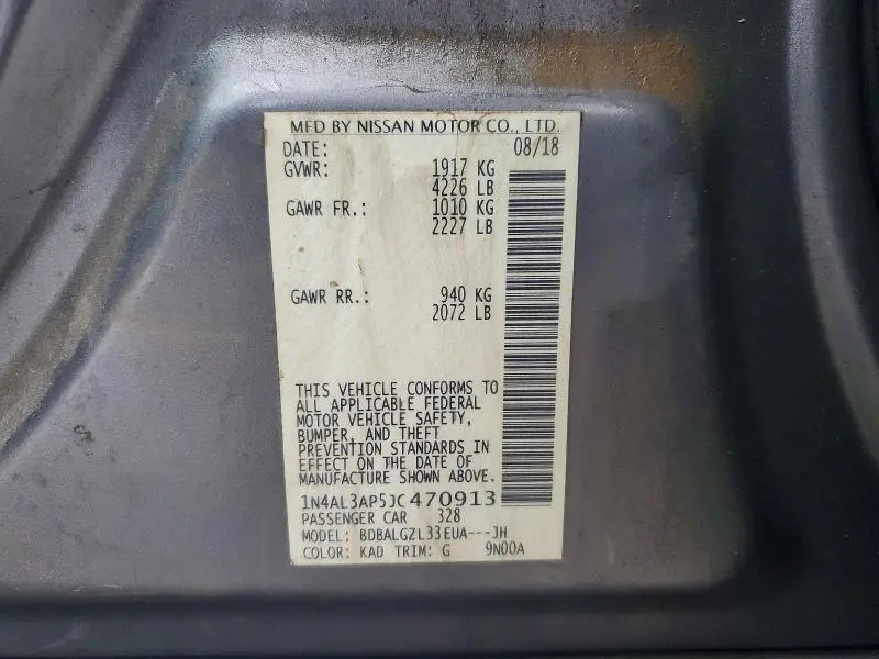 2018 NISSAN ALTIMA 2.5 S  