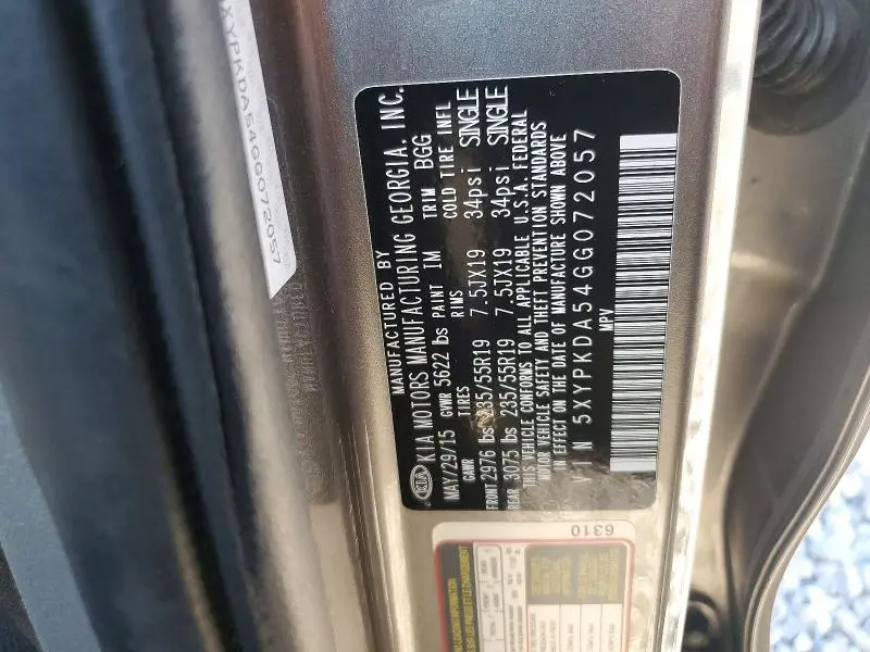 2016 KIA SORENTO SX V6  
