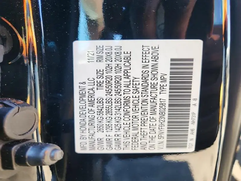 2022 HONDA PILOT SE  