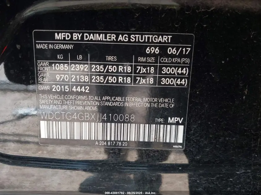 2018 MERCEDES-BENZ GLA 250 4MATIC