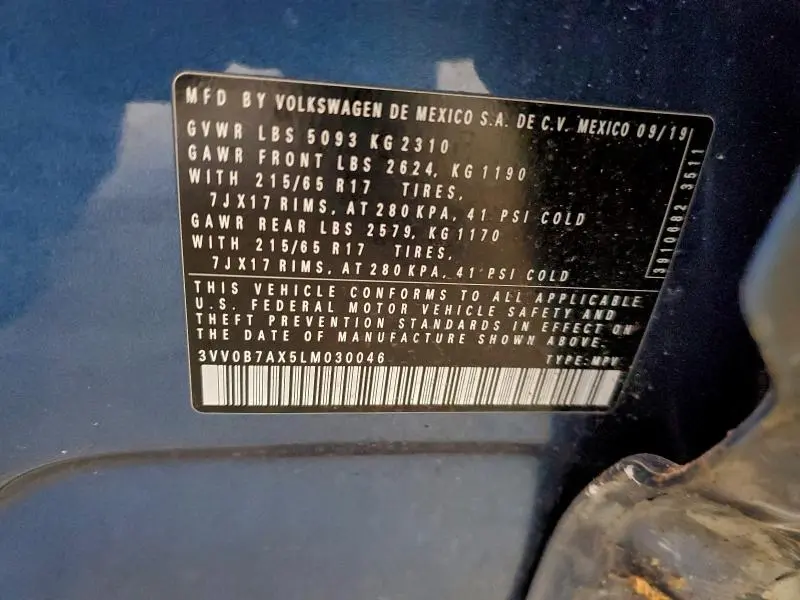 2020 VOLKSWAGEN TIGUAN S  