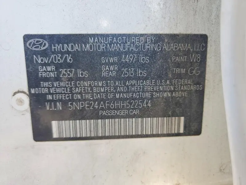 2017 HYUNDAI SONATA SE  