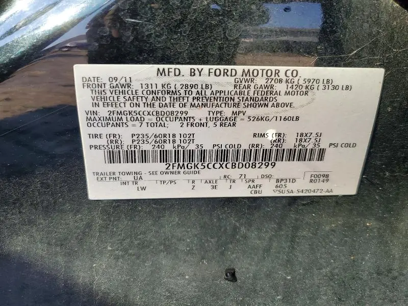 2012 FORD FLEX SEL  