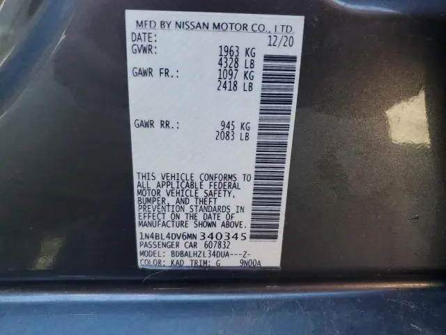 2021 NISSAN ALTIMA SV  